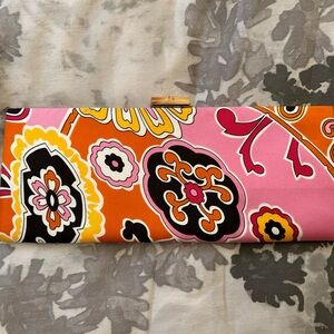 Multicoloured satin clutch